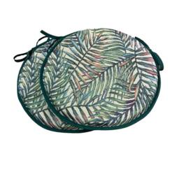 "Set Of 2 Palm Leaves Tapestry Bistro/Round/Garden/Kitchen/Patio Seat Pads Available in 3 Sizes 12"" 14"" 16" - thumbnail 2