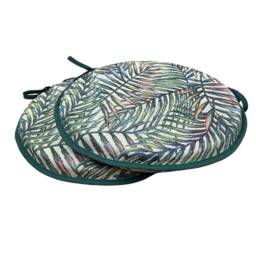 "Set Of 2 Palm Leaves Tapestry Bistro/Round/Garden/Kitchen/Patio Seat Pads Available in 3 Sizes 12"" 14"" 16" - thumbnail 3