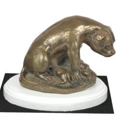 American Staffordshire Terrier Mum, Dog On White Wooden Base Statue, Limited Edition, Artdog - thumbnail 2