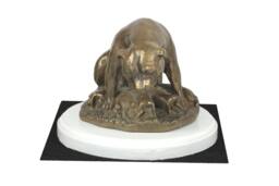 American Staffordshire Terrier Mum, Dog On White Wooden Base Statue, Limited Edition, Artdog