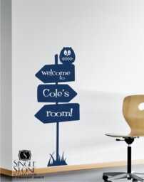 Custom Nursery Wall Decal Adventure Sign With Owl