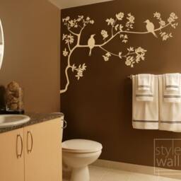 Branch & Birds Wall Decal, On With Leaves Vinyl Sticker For Home Decor, Decal - thumbnail 3