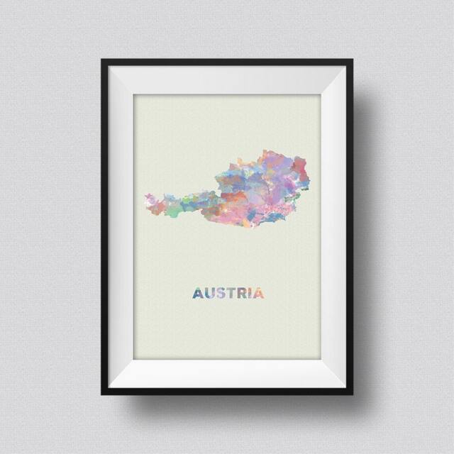 Austria Watercolor Map Art Print Ink Splash Poster Canvas