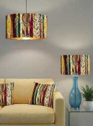 Handmade By Order Luxury Stained Glass Stripped Multicoloured Velvet Drum Lamp Shade Pendant All Shapes & Sizes Available