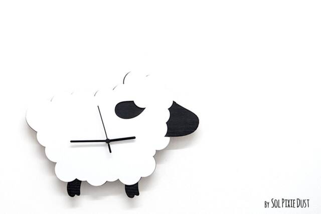 Black Sheep Wooden & Acrylic Wall Clock - Kids Nursery Room, Teens Baby Room - image 1