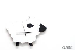 Black Sheep Wooden & Acrylic Wall Clock - Kids Nursery Room, Teens Baby Room