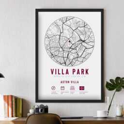 Aston Villa Park Minimalist Map Prints & Frames - Gift Decor Dad Granddad Uncle Brother Football Birmingham Fan For Him Claret Blue - thumbnail 3