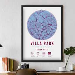 Aston Villa Park Minimalist Map Prints & Frames - Gift Decor Dad Granddad Uncle Brother Football Birmingham Fan For Him Claret Blue - thumbnail 2