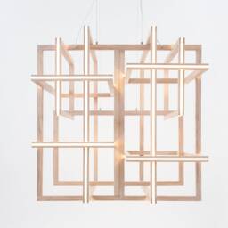 Wooden Chandelier, Abstract Loft Big Foyer Wooden Light, Unique Large Lighting, Modern Huge Light Fixture, Entryway Chandelier, Cube - thumbnail 3