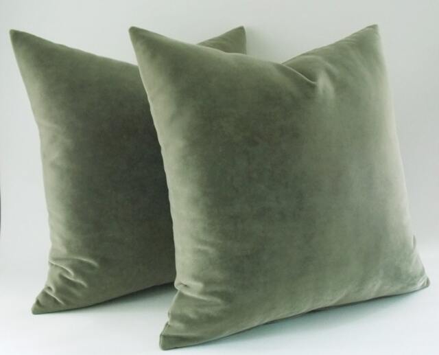 Set Of 2 Velvet Moldy Green Pillow Covers Decorative Throw Pillows - image 1