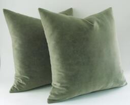 Set Of 2 Velvet Moldy Green Pillow Covers Decorative Throw Pillows - thumbnail 1