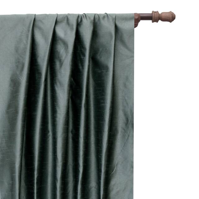 Smokey Green Art Silk Curtain Panels, Faux Curtains - Rod Pocket, Grommet, Box Pleat, Three Pinch Tab Top & Plain Ring Top - image 1