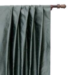 Smokey Green Art Silk Curtain Panels, Faux Curtains - Rod Pocket, Grommet, Box Pleat, Three Pinch Tab Top & Plain Ring Top - thumbnail 1