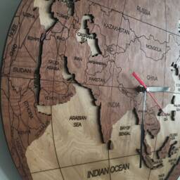 Wooden World Clock - Eastern Hemisphere - World Map With Countries, Oceans, Extra Large Wall Art Clock, Wood Burning Art, Asia, Australia - thumbnail 3