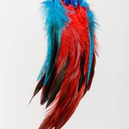 Hand-Painted Reclaimed Wood Macaw Sculpture - Sustainable Boho Parrot Decor - thumbnail 4