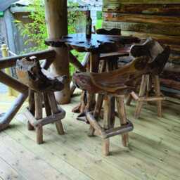 Teak Root Bar Stool Swivel Chair With 4 Legs - Indoor & Outdoor - thumbnail 4