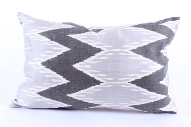 Ikat Silk Velvet Pillow 16x24 - Handmade Boho Cushion Cover Turkish Home Decor Accent - image 1
