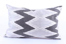 Ikat Silk Velvet Pillow 16x24 - Handmade Boho Cushion Cover Turkish Home Decor Accent - thumbnail 1