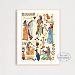 Digital Ancient Egypt Queens Art Print, Printable Digital Download Historical Poster, Gouache Illustration, Wall Decor - thumbnail 3