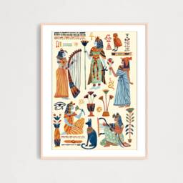 Digital Ancient Egypt Queens Art Print, Printable Digital Download Historical Poster, Gouache Illustration, Wall Decor - thumbnail 1