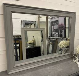 "Large Dark Grey Modern Wall Mirror 42""x30" - thumbnail 1
