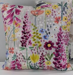John Lewis Flora Cushion Cover, Plain On Reverse Handmade Cover With A Zip Closure Country Floral, Farmhouse Cottage Style