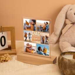 Custom Dad Photo Collage Led Night Light Personalized Family Lamp, Father's Day Keepsake Gift For Papa From Wife Partner Kids - thumbnail 4