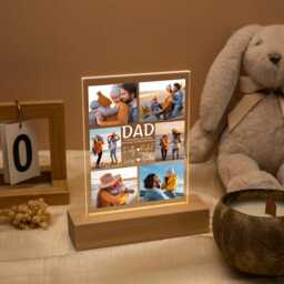 Custom Dad Photo Collage Led Night Light Personalized Family Lamp, Father's Day Keepsake Gift For Papa From Wife Partner Kids - thumbnail 3