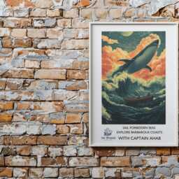 Moby Dick Vintage Travel Poster - Literary Herman Melville Classic Literature Book Gift Whales Pequod - thumbnail 2