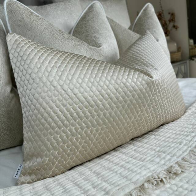 Adriana Cream Cushion Cover , Pillow Beaumont Textiles Textured Fabric Double Sided Bespoke Sizes Handmade in UK - image 1