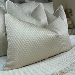 Adriana Cream Cushion Cover , Pillow Beaumont Textiles Textured Fabric Double Sided Bespoke Sizes Handmade in UK - thumbnail 2