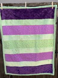 Handmade Modern Baby Minky Blanket Purple Chevron, Green & Polka Dot