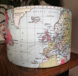World Map Decoupage Lampshade Shabby Chic Globe Shipping Sea Travel By Fatta Da Mamma - thumbnail 1