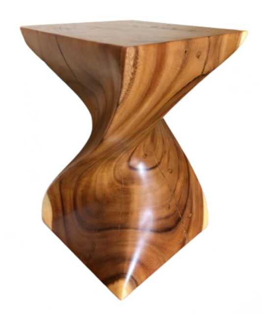 Acacia Wood Twisted Side Table, Z Twist End Table - image 1