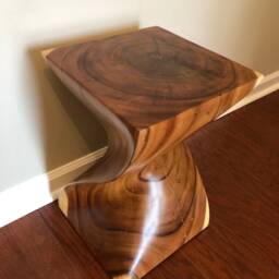 Acacia Wood Twisted Side Table, Z Twist End Table - thumbnail 4