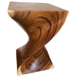 Acacia Wood Twisted Side Table, Z Twist End Table - thumbnail 3