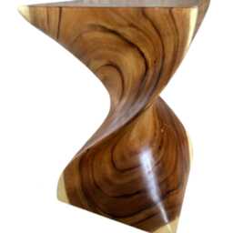 Acacia Wood Twisted Side Table, Z Twist End Table - thumbnail 2