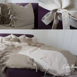 Natural Linen Bedding Set Softened Duvet Cover + 2 Pillowcases - thumbnail 2
