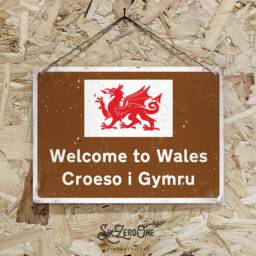 Welcome To Wales Metal Street Sign - Small Worn Or Clean Look Available Croeso I Gymru Motorway M4 Cymru Gwlad - thumbnail 2