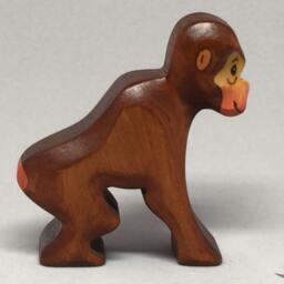 Toy Monkey Mother Wood Brown Red Sitting Size 6, 5 X 2, 0 cm - Bxhxs Approx. 20, 0 Gr - thumbnail 2
