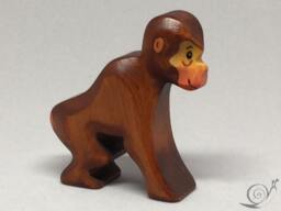 Toy Monkey Mother Wood Brown Red Sitting Size 6, 5 X 2, 0 cm - Bxhxs Approx. 20, 0 Gr - thumbnail 1
