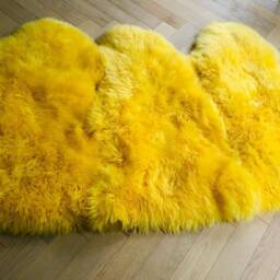 Bright Yellow Genuine Sheepskin Rug, Sheepskin, Fur Interior Design , Accessories Hygge, Carpet, Retro, Bed Throw, Chair Cover - thumbnail 3
