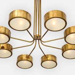 1950's Mid Century Antique Brass Light Industrial Diabolo Sputnik Italian Stilnovo Kalmar Chandelier Handmade Vintage Ceiling - thumbnail 2