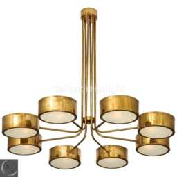 1950's Mid Century Antique Brass Light Industrial Diabolo Sputnik Italian Stilnovo Kalmar Chandelier Handmade Vintage Ceiling - thumbnail 1