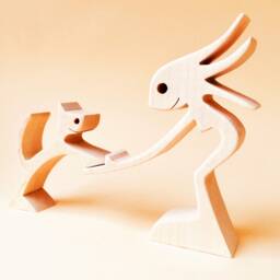 A Woman & A Cat, Version 2, Carved Wood Sculpture - thumbnail 2