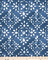 Faux Roman Shade Valance in Blue Or Charcoal Grey & White Stencil Print, Fully Lined, Custom Made Farmhouse Kitchen - thumbnail 1