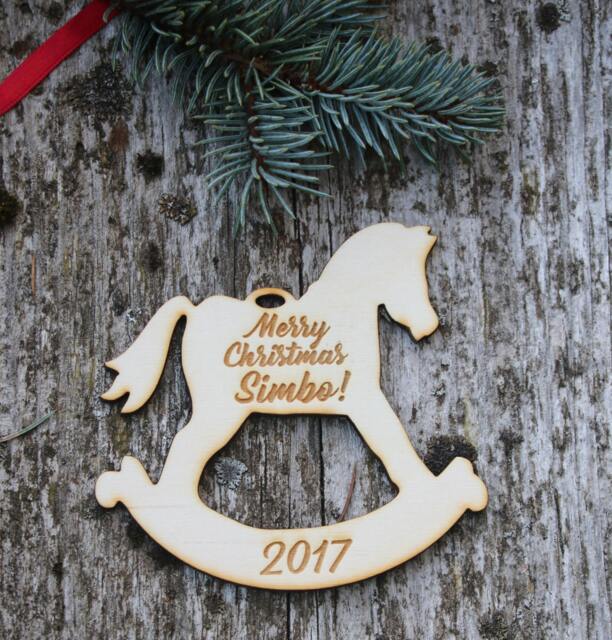 Personalized Laser Cut Horse Ornament/Custom Wood With Name/Rocking Ornament/xmas Tree Ornament/Baby's First Christmas - image 1