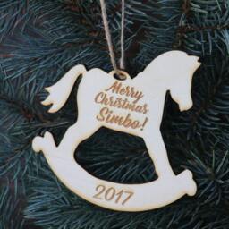 Personalized Laser Cut Horse Ornament/Custom Wood With Name/Rocking Ornament/xmas Tree Ornament/Baby's First Christmas - thumbnail 2