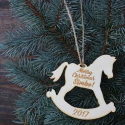 Personalized Laser Cut Horse Ornament/Custom Wood With Name/Rocking Ornament/xmas Tree Ornament/Baby's First Christmas - thumbnail 3