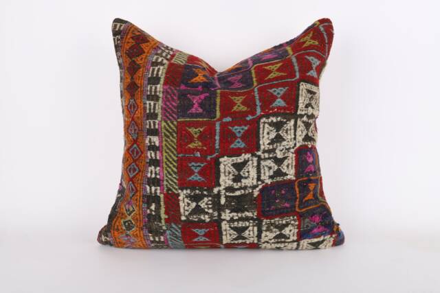 Large Kilim Pillow Cover 24'' Handwoven Turkish Bohemian Cushion - image 1